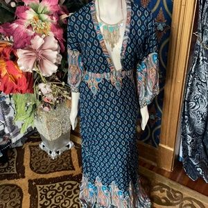 BLUE MULTICOLOR BOHO DRESS